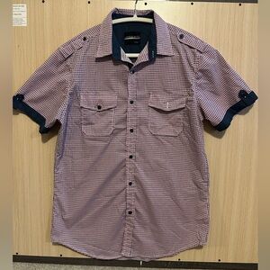 River Island Red and Navy Casual Button Down Shirt